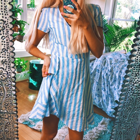 J. Crew Dresses & Skirts - j crew baby blue pin stripe short sleeve dress